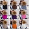 2023Hot Women Winter Racoon Fur Pom Pom 15cm Ball Knit Beanie Ski Cap Bobble Hat