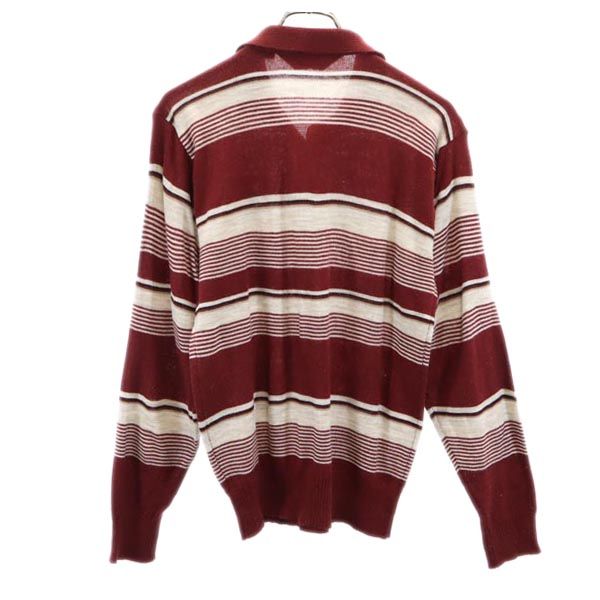 КЛАССИЧЕСКИЙ VINTAGE 80-х годов Вязаное поло с длинным рукавом и бордюрным узором Мужское Б/У