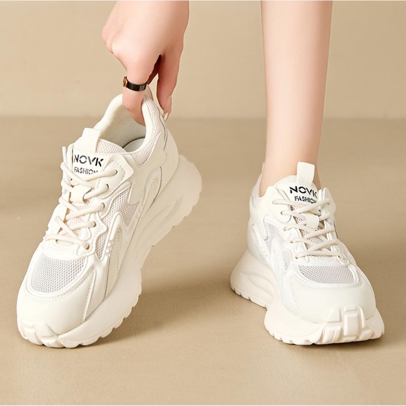 Fujin 5,5 см сетчатые синтетические кожаные кроссовки на платформе на вулканизированной танкетке на массивной танкетке, повседневная дышащая летняя модная обувь