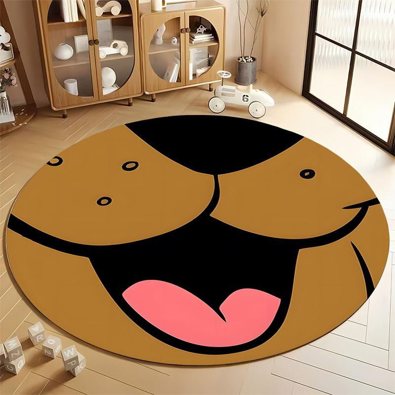 Charming Cartoon Dog Face Round Kids Rug round carpet for home sofa bedroom, gift