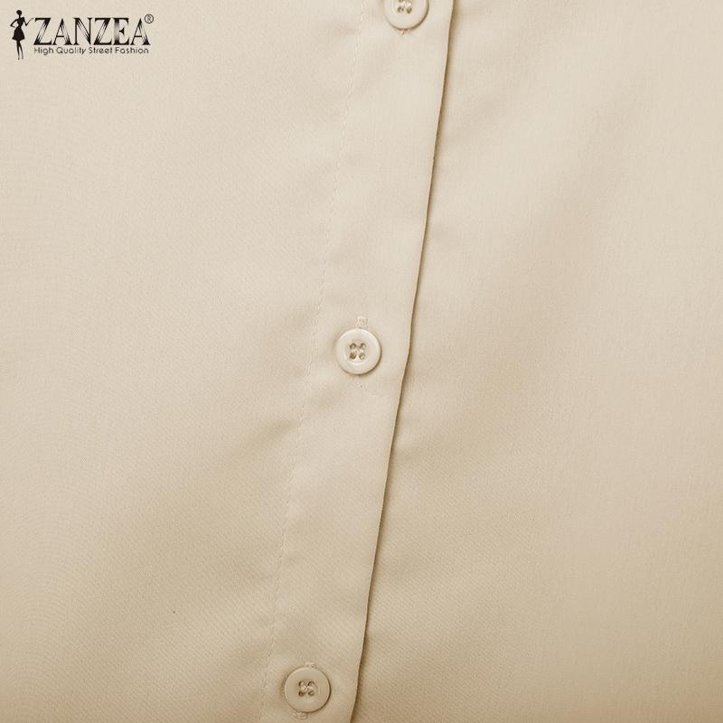 ZANZEA Женская блузка с отложным воротником, свободного кроя, с длинными рукавами на пуговицах