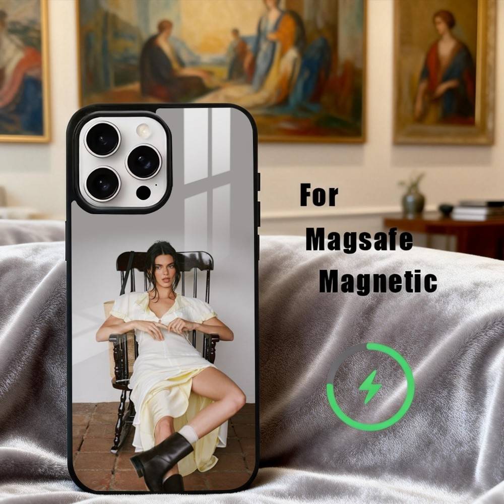 Красивый чехол для телефона модели K-Kendall J-Jenner для iPhone17,16,15,14,13,12,11 Plus,Pro Max Магнитный для беспроводной зарядки Magsafe
