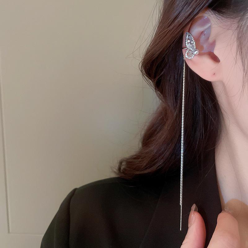 Серьги-клипсы с кисточками из циркония в виде звезд и луны, серебряная игла: Милые, Крутые, Подходящие ко всему серьги-клипсы.