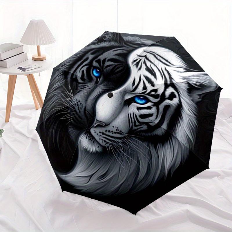 Yin Yang Tiger: A Unique Fusion of Strength and GraceUmbrella, Portable 3-Fold Compact Umbrella,Christmas Gift ES575