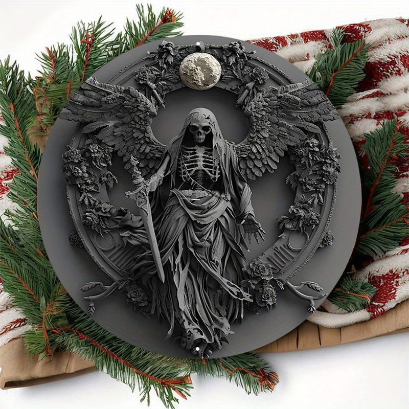 Набор деревянных вывесок, дизайн Dark Angel, круглая дверная вешалка, декоративный настенный постер с качеством HD-печати, для двери, стены, дома, комнаты, фермерского дома, улицы, магазина