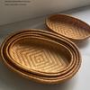Oval Shape Rattan Storage Basket Wicker Material Fruit Display Basket  Kitchen Use