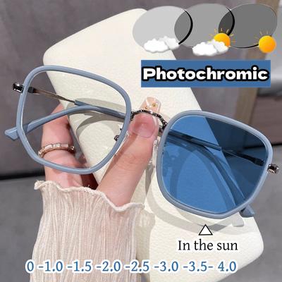 Роскошные модные фотохромные очки для близорукости, модные очки унисекс без рецепта, диоптрийные очки, уличные солнцезащитные очки с изменением цвета