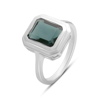 Серебряное кольцо с топазом Лондон Блю 3ct, вес изделия 4,29 гр (2178187)