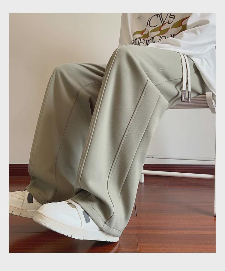 Men's Soft Velvet Wide-Leg Sweatpants: Versatile High Street Style for Autumn and Winter.
