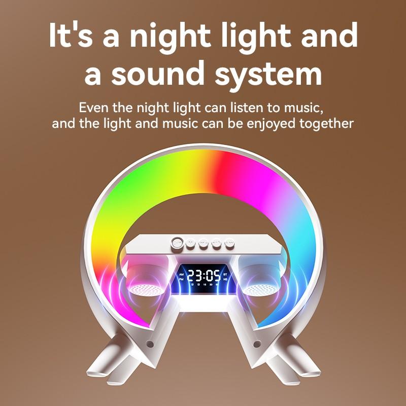Multifunction Clock Bluetooth Speaker Small Night Light With Wireless Charger Bedroom Atmosphere Light