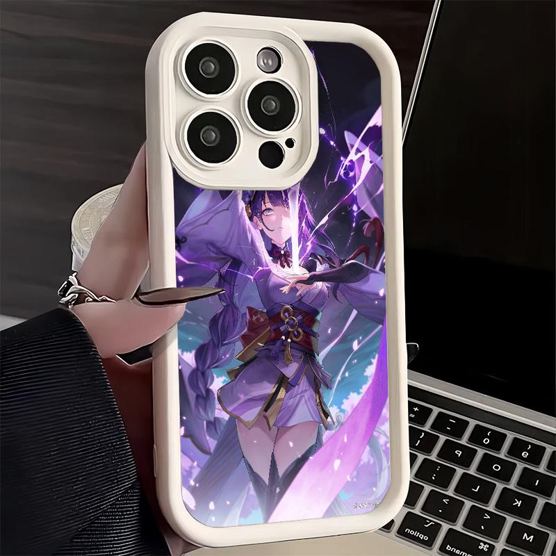 Чехол для телефона iPhone 17 Air 16E 15 16 Pro Max Genshin Impact Райдэн Сёгун Чехол 14 Plus 13 12 Mini Мягкий Силиконовый Fundas
