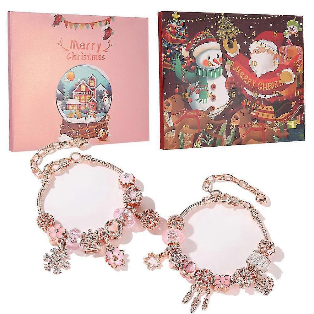 24 Grid Christmas Roses Gold Diy Bracelet Gift Box Stylish Holiday Countdown Toys Box For Children Boys Girls