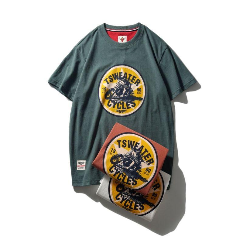 Export Export to Domestic Motorcycle Pure Cotton Short Sleeve T-Shirt Men Trendy American Retro Base Export Cotton T-shirt