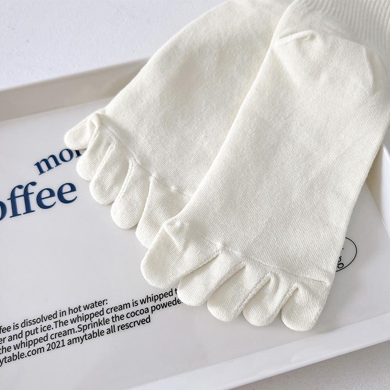 1 пара носков Harajuku из органического хлопка с пятью пальцами, мягкие чулки, эластичные носки с пальцами, женские носки средней длины, однотонные, дышащие