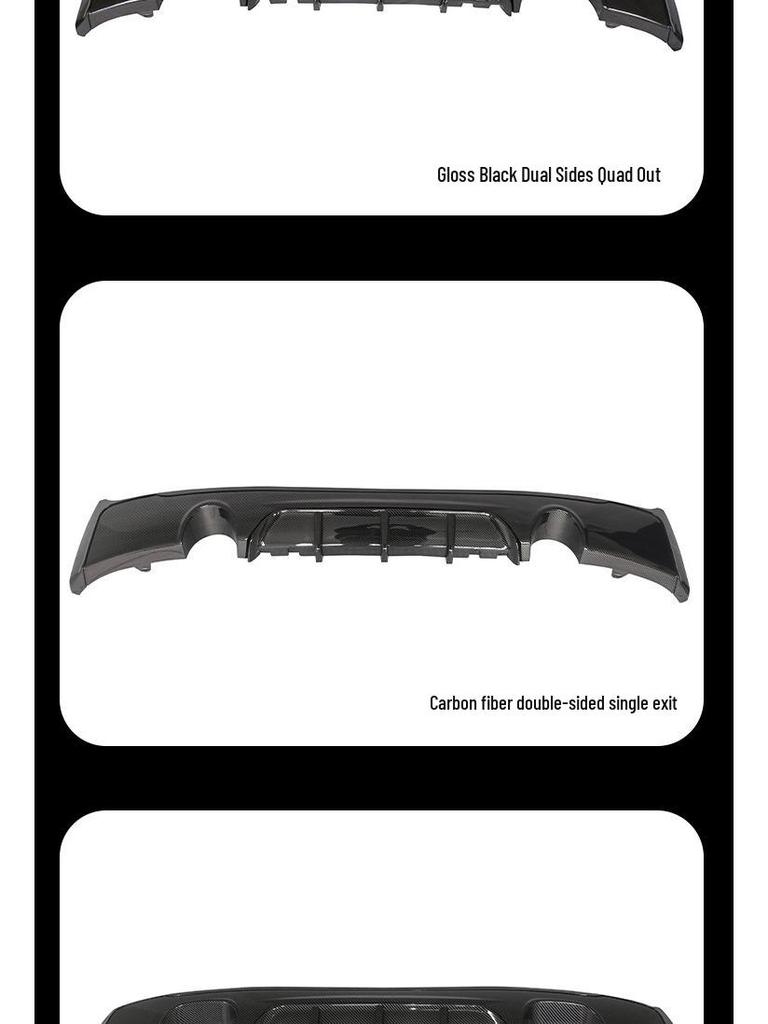 Compatible Gloss Black Rear Diffuser for BMW 2 Series F22, MP Style, Carbon Fiber, Quad/ Dual-Outlet.