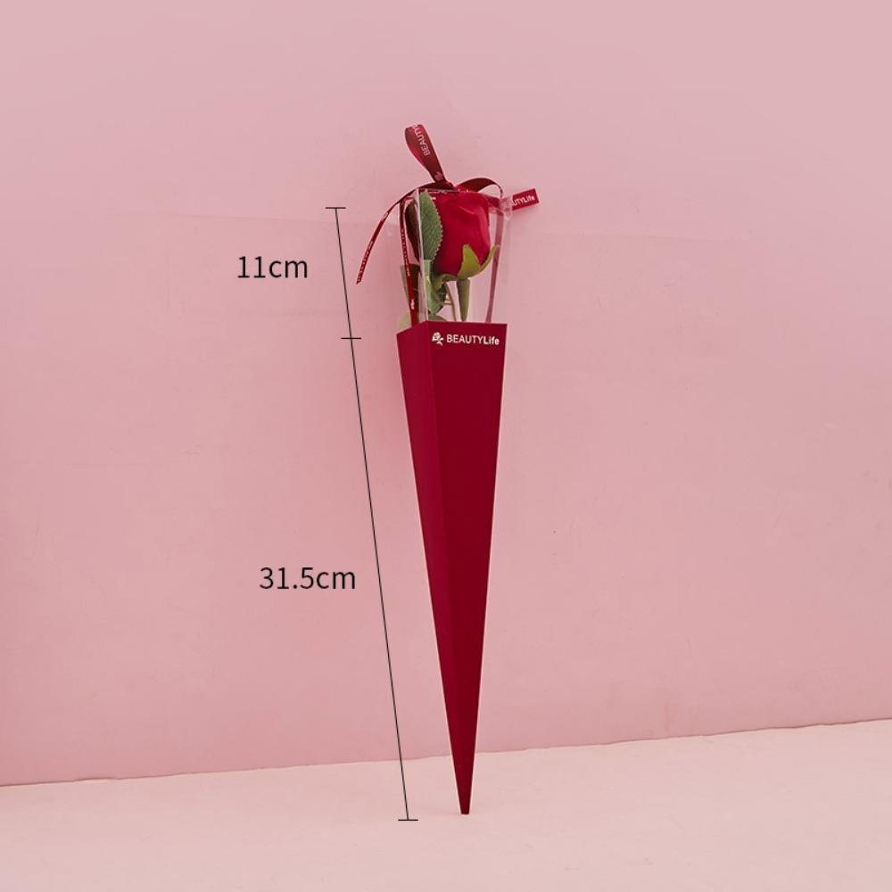 10Pcs Single Rose Bouquet Wrapping Paper Plastic Triangular Box  for Flowers Valentine's Day