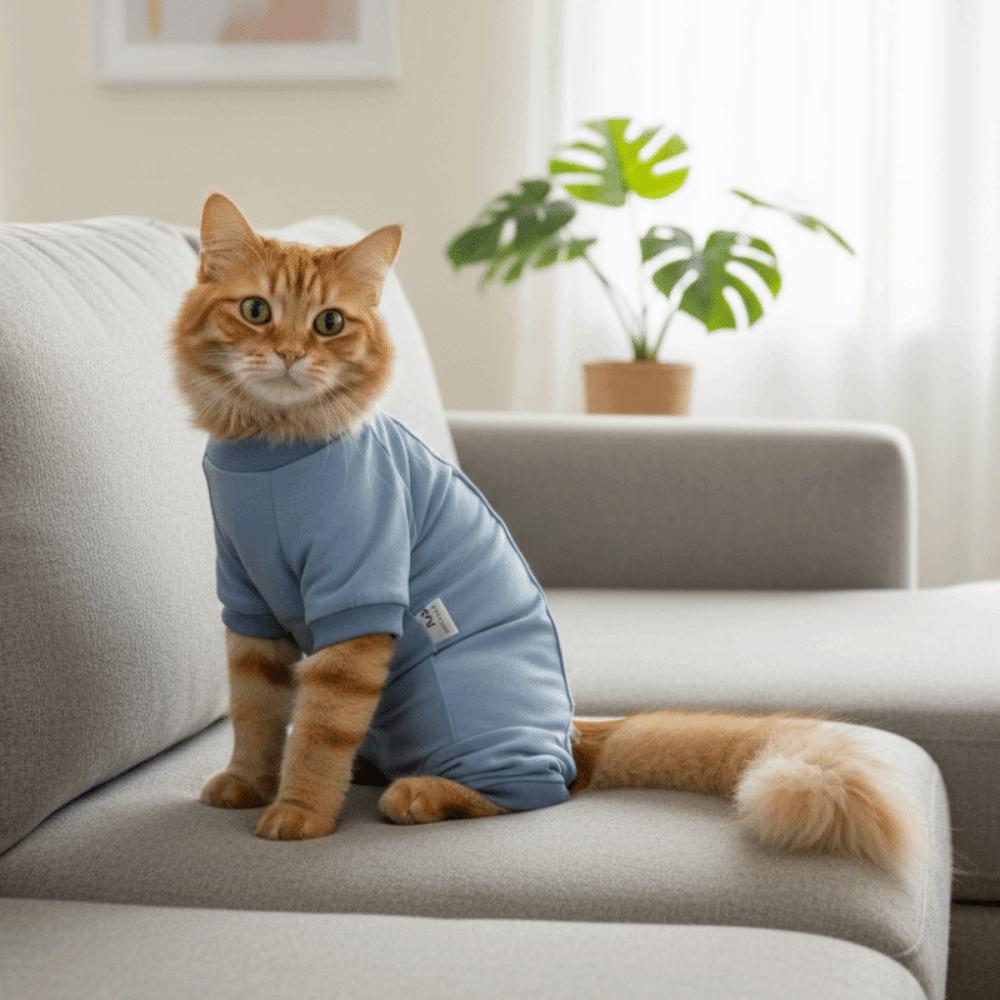 Adjustable Cat Recovery Suit Breathable Comfortable Cat Sterilization Suit Solid Color Soft Cat Weaning Suit For Dogs Cats
