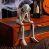 Halloween Skeleton Statue Resin See Speak Hear No Evil Skeleton Figurine with Dangling Legs for Indoor Mantel Table Shelf Decor