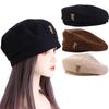 Girls Artist Hat For Female Keep Warm Solid Color Bear Beret Octagonal Cap Women Caps Painter Hat