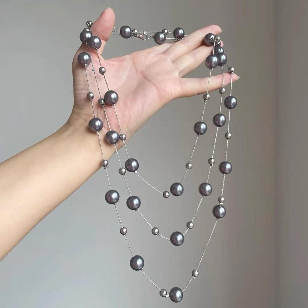 Ожерелье с черным бисерным крестом в готическом стиле Y2K и аксессуар к толстовке для крутой девушки