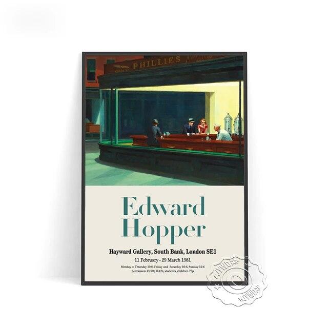 Плакат выставки Эдварда Хоппера, Художественные репродукции «Утреннее солнце», Настенная картина «Ночные ястребы», Настенное искусство с пейзажем из современной американской жизни без рамки