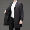 Осенне-зимняя ветровка мужская средней длины шерстяное пальто для среднего и пожилого возраста свободный большой размер костюм для папы костюм воротник полосатое пальто