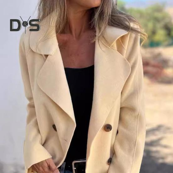 Женское зимнее пальто с отложным воротником, однотонное, двухстороннее, шерстяное, двубортное, свободного кроя, пальто, теплое, с длинными рукавами, для поездок на работу, для свиданий, весна