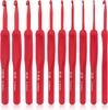 Crochet Hook Set Red 2-6mm Crochet Hook Ergonomically Designed for Arthritis Hands Storage Bag Suitable for Crochet Beginners
