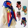 Silk Scarf Big Square Scarf Women's New Color-blocking Printed Color-die Scarf Wrap Turban Shawl