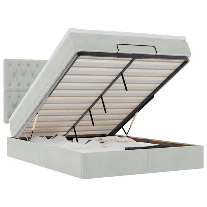 Maison Exclusive - Cadre de lit ottoman et matelas gris clair 140x190 velours