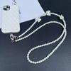 Universal Phone Lanyard Long Crossbody Necklace Chain Hand-Beaded Plastic Pearl Bow Strap Anti-Lost Phone Case Sling Clip Pad