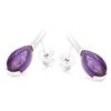 [Q9293] - Silver 'Meghan' Amethyst Silver Earrings (rhodium-plated) - 22x7 Mm