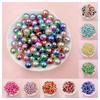120Pcs 8mm Gradient Color Imitation Pearl Jewelry Accessories Loose Bead DIY Handmade ABS Straight Hole Bead Mermaid Pearl