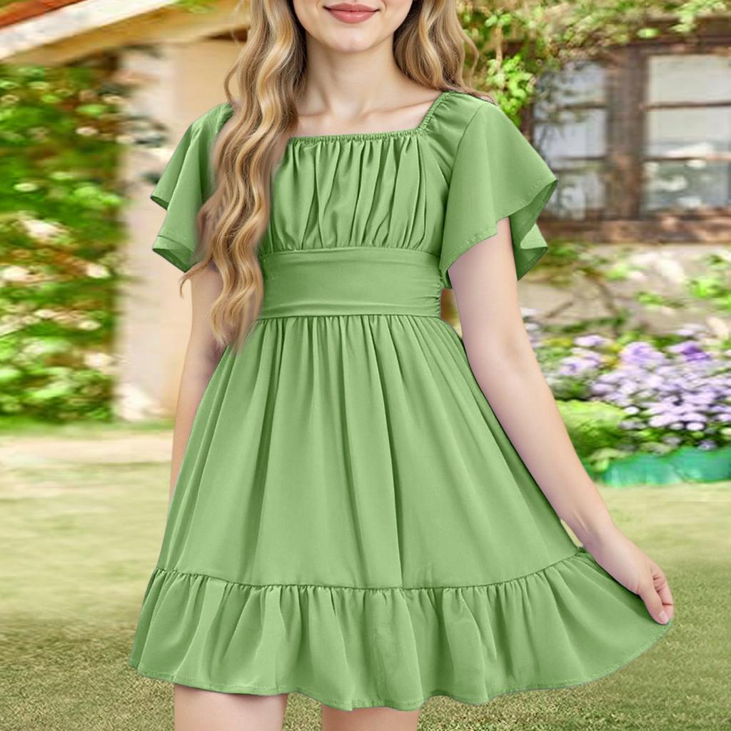 Летнее платье для девочек - Сарафан с открытыми плечами и оборками