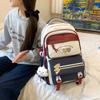 Women's Large Capacity Baackpack Color Block Middle School Schoolbag Cartoon Backpack