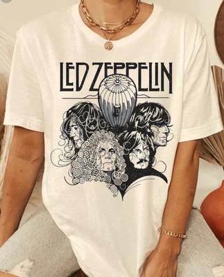 Винтажная футболка с графикой Led Zeppelin Подарок для фанатов Короткий рукав Унисекс S-5XL Унисекс Футболка