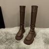Но осенние женские ботфорты, новые эластичные тонкие ботинки, маленькие ботинки на толстой подошве, высокие ботфорты-рыцари