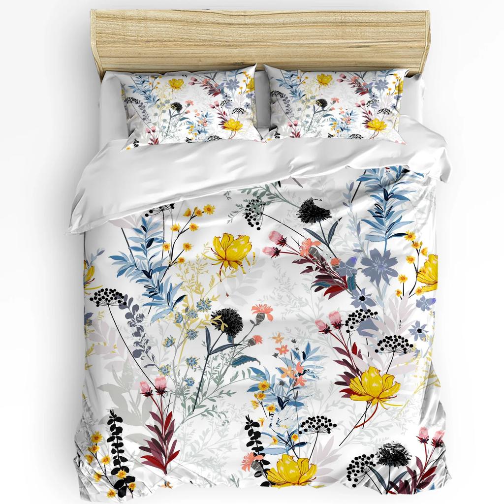 Одуванчики Цветы Черный Пододеяльник Постельное белье Комплект Для Двуспальной Кровати Домашний Текстиль Одеяло Чехол Наволочки Спальня Постельное Белье Без Простыни
