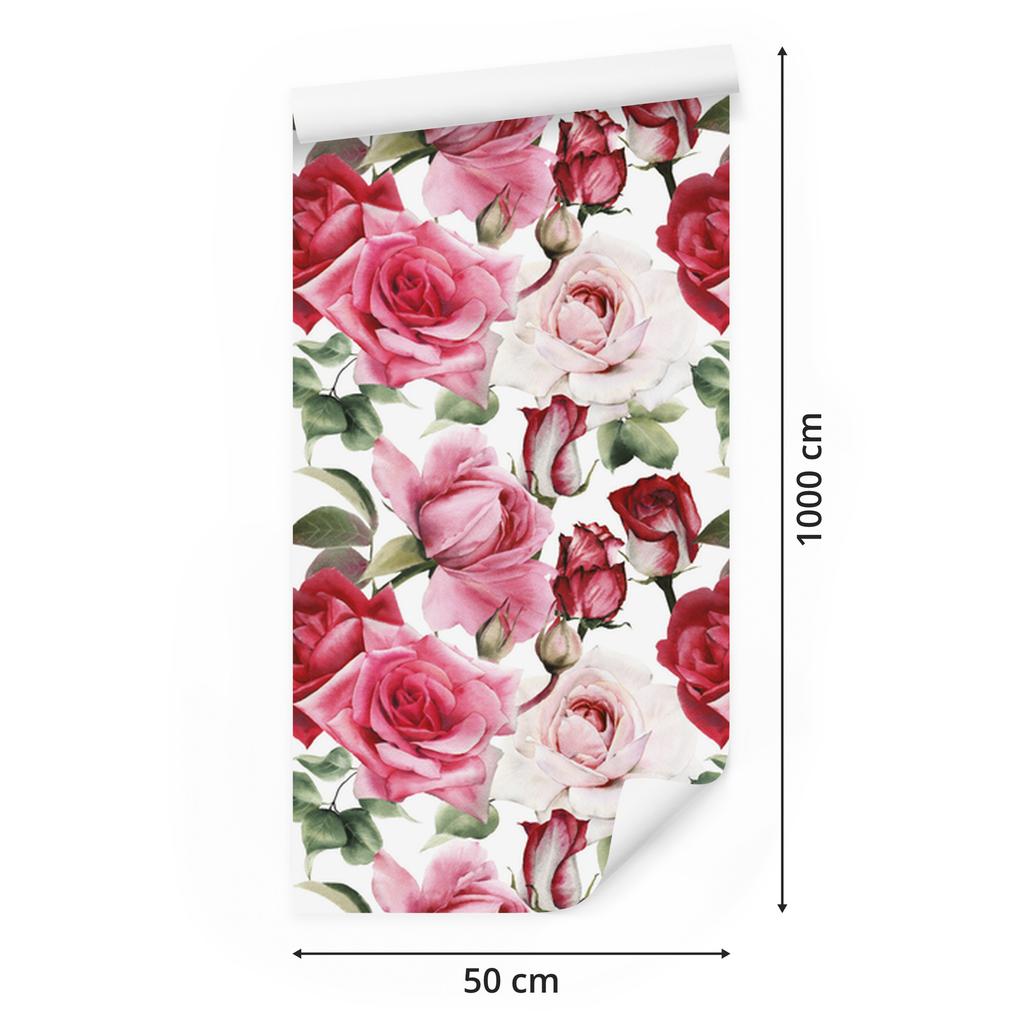 Rose wallpaper in fashionable colors for the living room and bedroom 50x1000