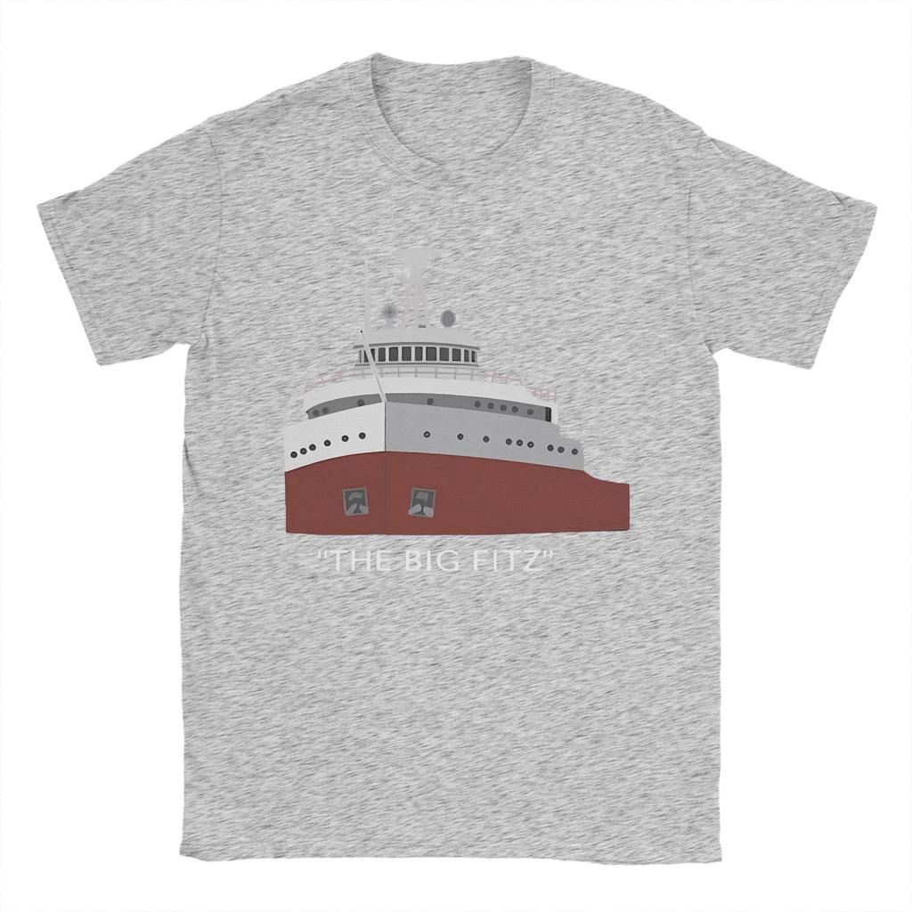 Men T-Shirt Edmund Fitzgerald Novelty Pure Cotton Tee Shirt Short Sleeve Great Ship T Shirts Round Neck Tops Adult