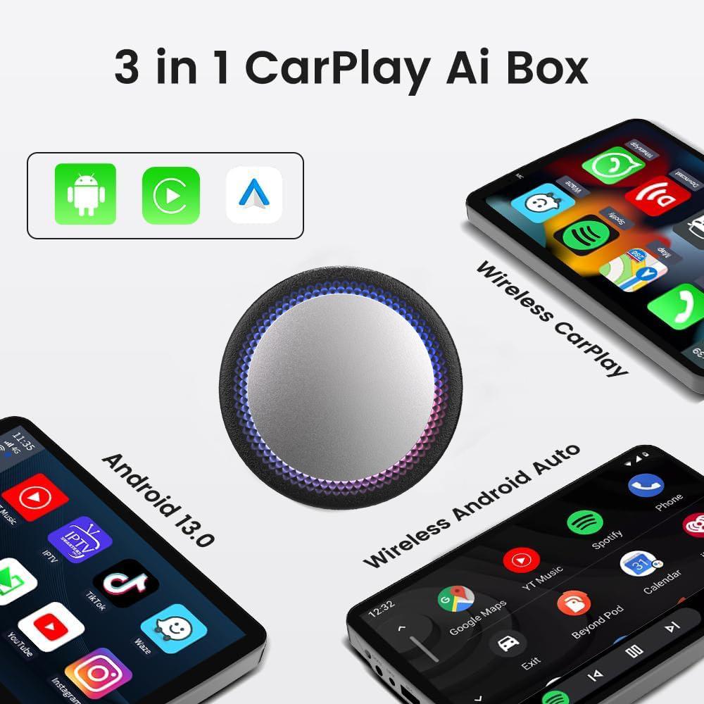 НОВЫЙ Carplay Android 13 Авто AI Box Проводной на Беспроводной USB Адаптер QUALCOMM 6225 WIFI Для Youtube Netflix ТВ-приставка Toyota