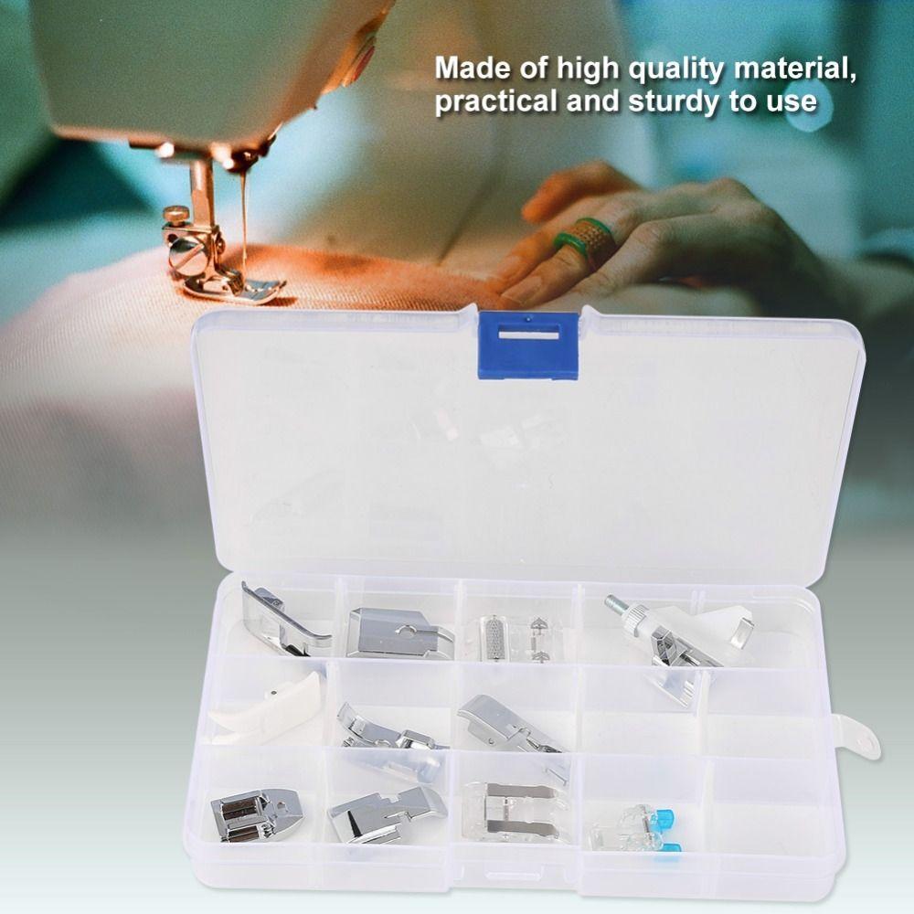 11 шт. Многофункциональная прозрачная коробка с лапками для прессования Набор лапок для швейной машины Низкий хвостовик Совместимый Универсальный защелкивающийся носок Для домашнего шитья