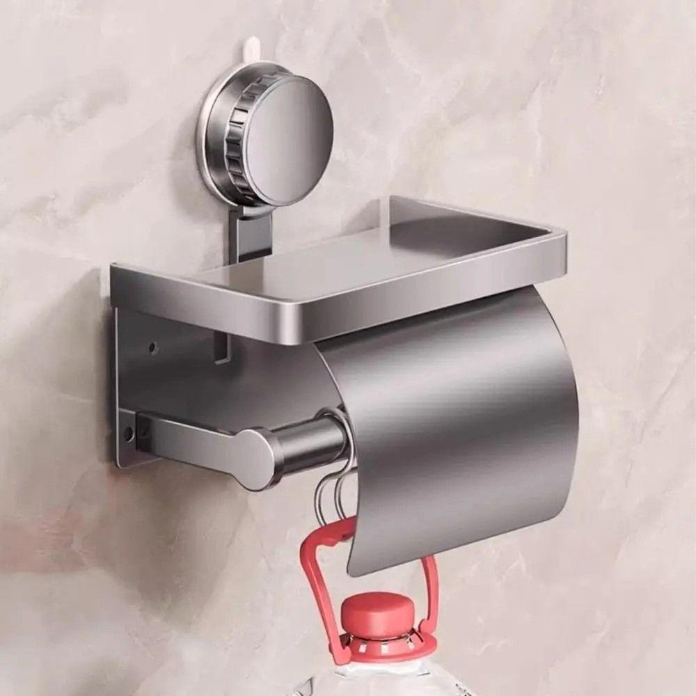 Wall-Mounted Toilet Roll Paper Storage Rack Suction Cup Bathroom Paper Holder for WC Decor