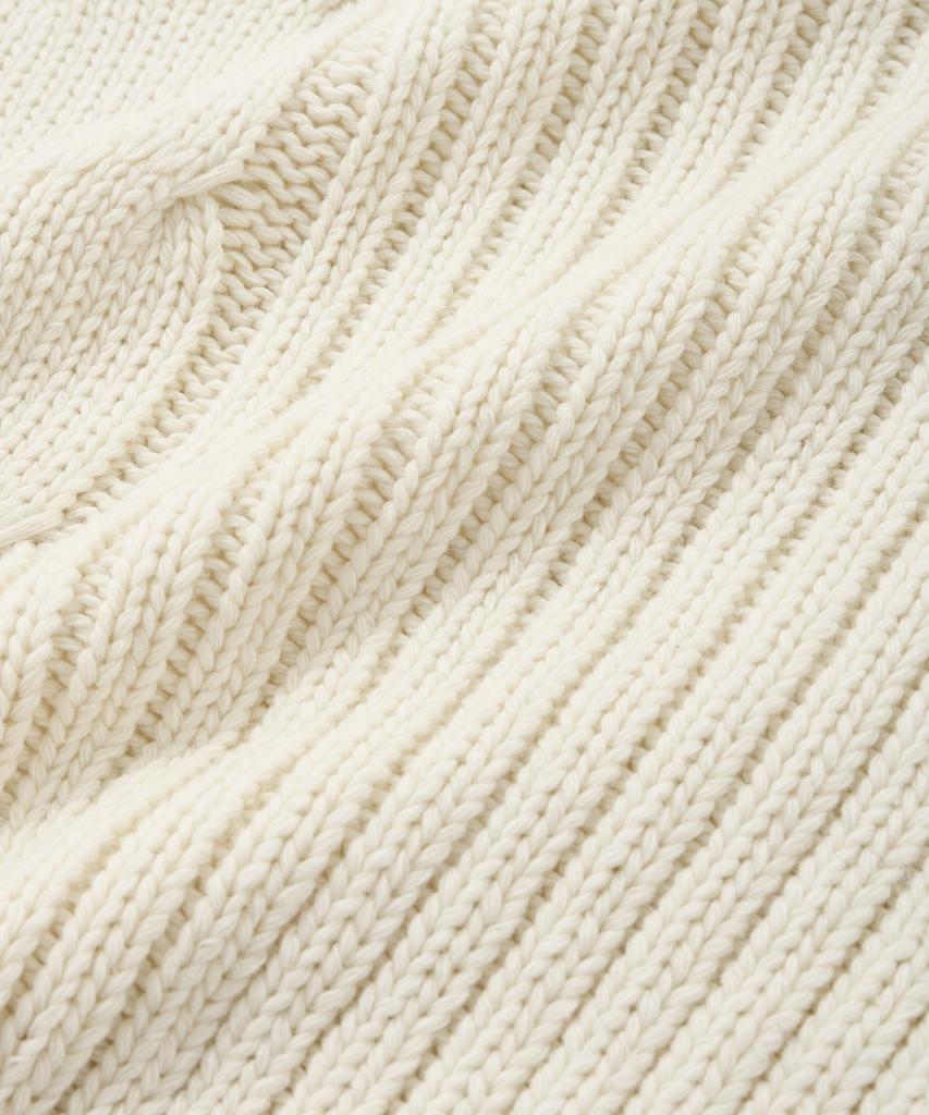 FALLETT Lambswool Cable Knit Half Zip Ivory