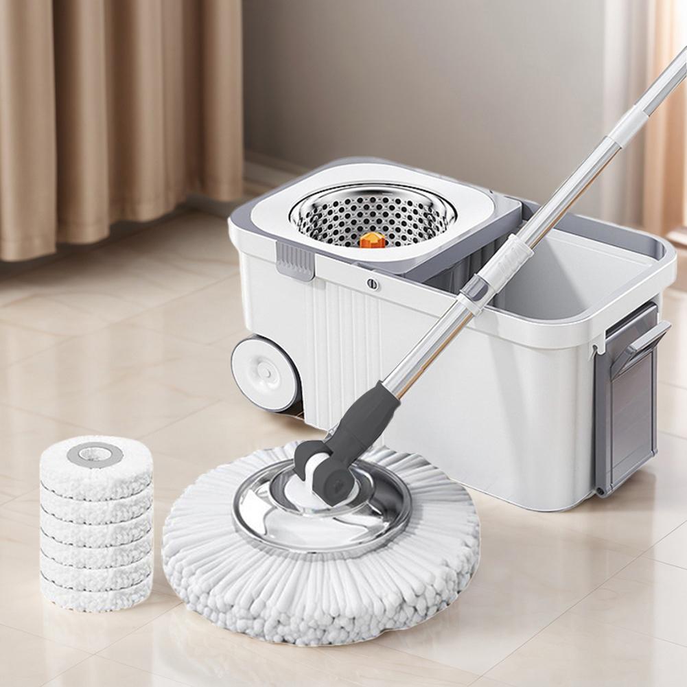 Поломоечная машина с 6 сменными насадками, удлиненная ручка, бытовая уборка, автоматическая швабра с отжимом для мытья полов в доме