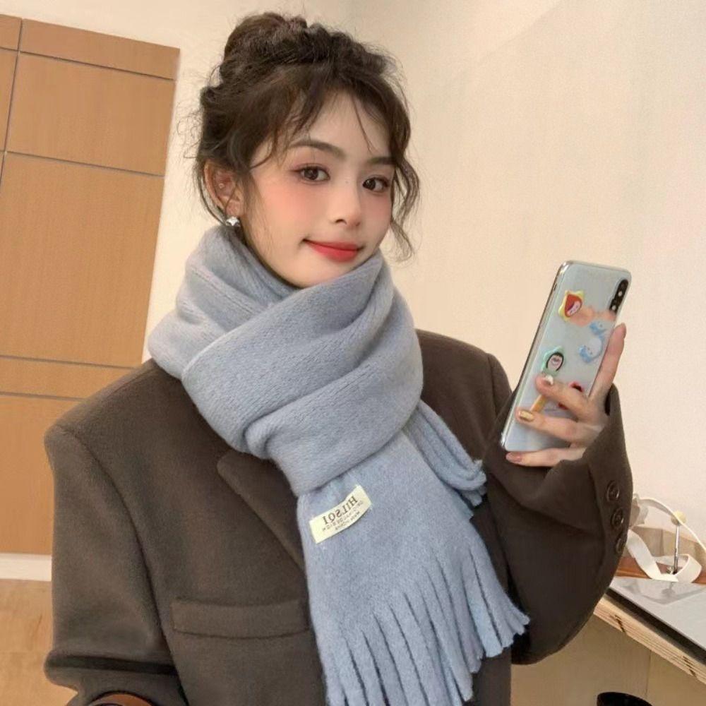 Warm Winter Cashmere Scarf Solid Color Shawl Wrap Fashion Long Tassel Scarves Women