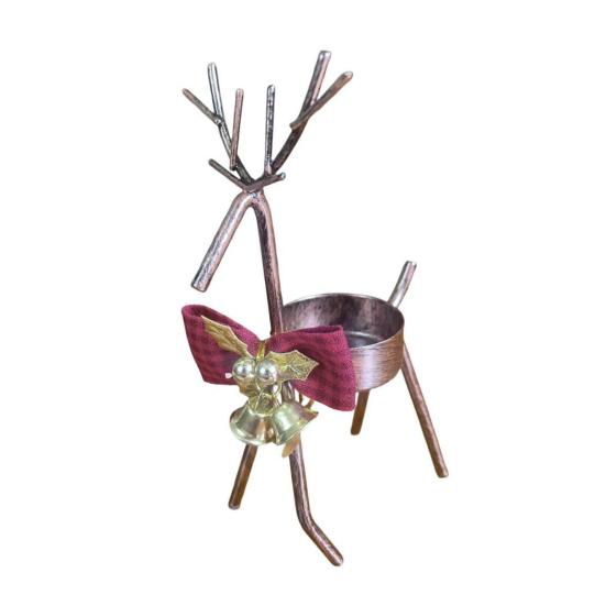 Yousheng Christmas Reindeer Tealight Candle Holder Gold Iron Decoration for Table Window Versatile Christmas Holiday Decor