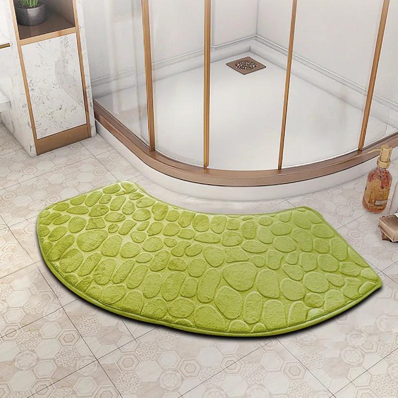 Super Absorbent Arc-Shaped Bath Mat Coral Velvet Bathroom Rug Floor Mat Quick Drying Machine Washable Home Hotel Bathroom Decor