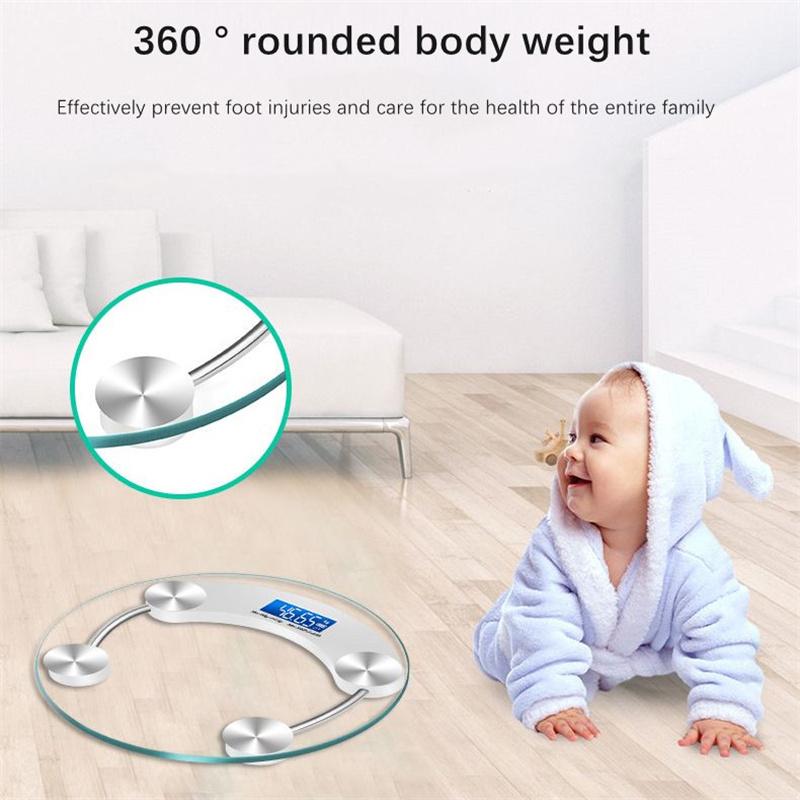 Прозрачные круглые весы, цифровые весы, электронные весы, умные ЖК-весы для ванной комнаты, напольные весы Balança 180 кг, напольные весы