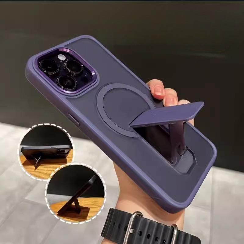 Hidden Folding Bracket New Magnetic Suction Suitable for Apple 16proMax Mobile Phone Case 15 Matte IPhone 13 Couple